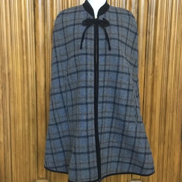 J.Crew Wool Zip Plaid Cape - Picture 14 of 15